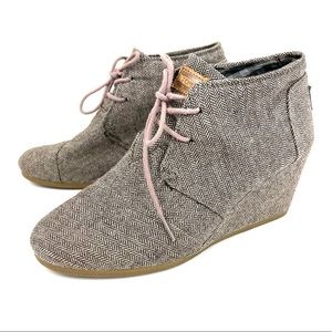 TOMS Desert Herringbone Wedge Bootie Ankle Boots